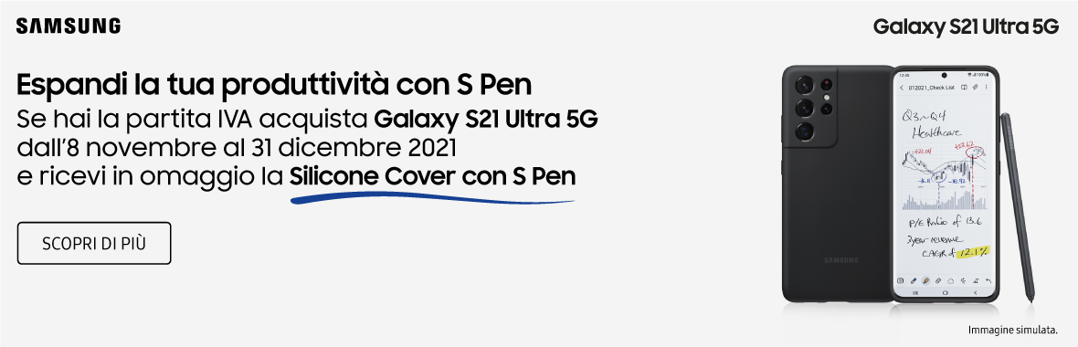 Galaxy S21 Ultra 5G ti regala la Silicone Cover con S Pen