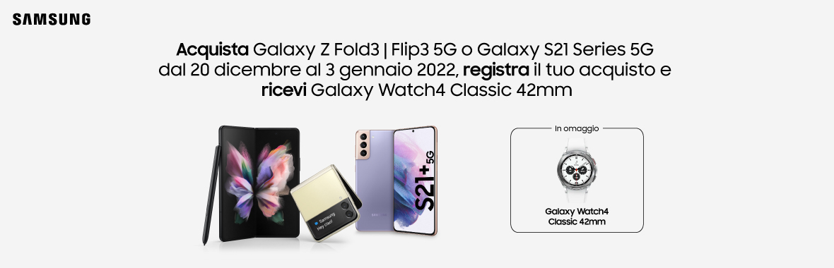 Galaxy Z Fold3 | Flip3 5G e Galaxy S21 Series 5G ti regalano Galaxy Watch4 Classic 42 mm