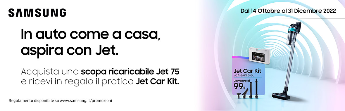 In auto come a casa, aspira con Jet.