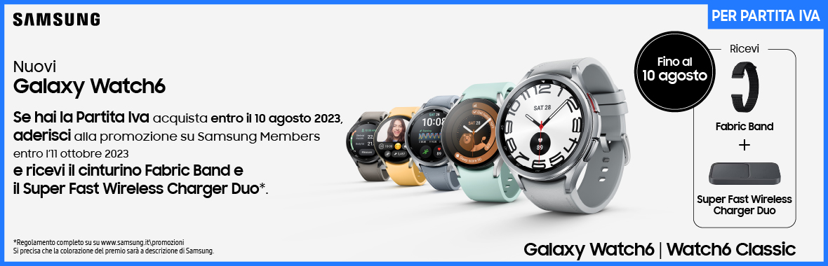 Samsung Galaxy Watch6 Series regala Strap e Wireless Charger Duo – Enterprise Edition